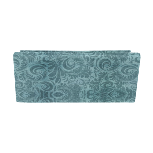 Denim with vintage floral pattern, turquoise teal Custom Foldable Glasses Case
