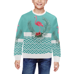Retro Flamingo Chevron All Over Print Crewneck Sweatshirt for Kids (Model H29)