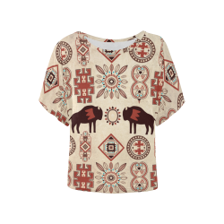 American Native Buffalo Women's Batwing-Sleeved Blouse T shirt (Model T44)