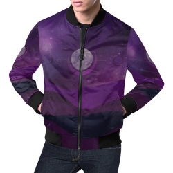 Purple Moon Night All Over Print Bomber Jacket for Men/Large Size (Model H19)