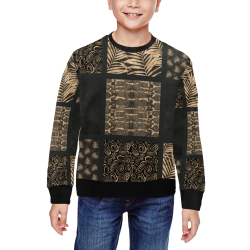 Exclusive Golden Black Python Patchwork All Over Print Crewneck Sweatshirt for Kids (Model H29)
