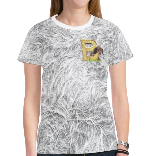 puppy B initial on texture New All Over Print T-shirt for Women (Model T45)