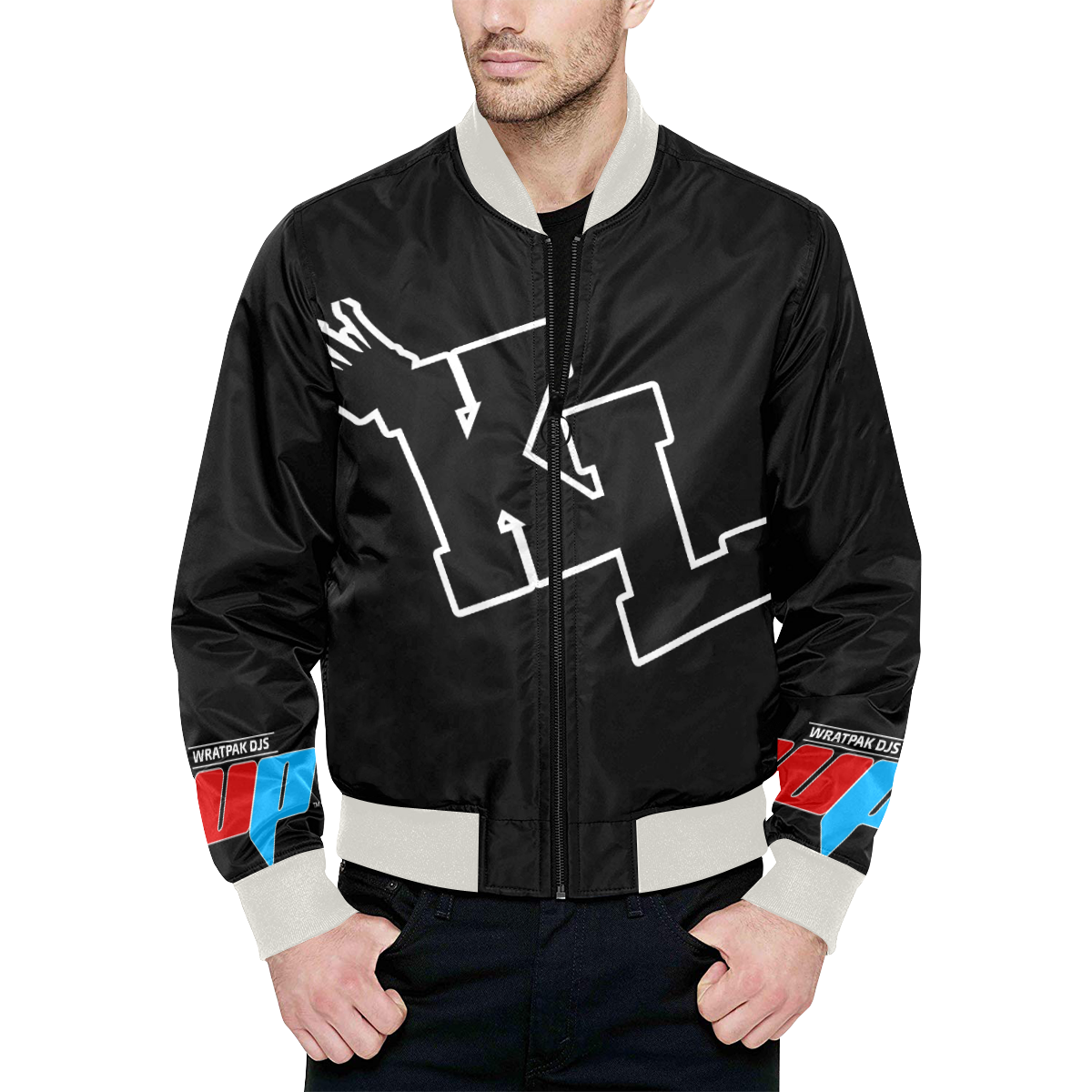 King Luie Wrat Pak Djs Jacket Black and white All Over Print Quilted ...