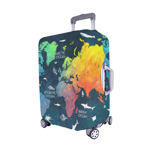 World Print Map Pattern Luggage Cover Protector main image 0
