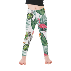 Awesome Flamingo And Zebra Kid's Ankle Length Leggings (Model L06)