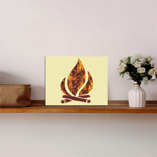 Flaming Campfire Photo Panel for Tabletop Display 8"x6"