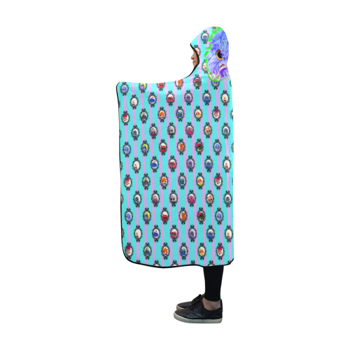 Grid_TealLilac Hooded Blanket 60''x50''