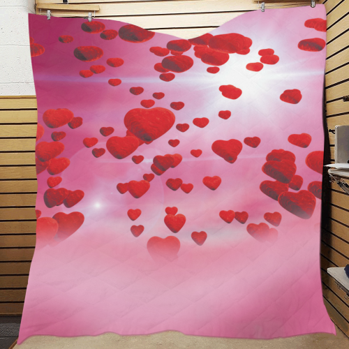 lovely romantic sky heart pattern for valentines day, mothers day, birthday, marriage Quilt 70"x80"