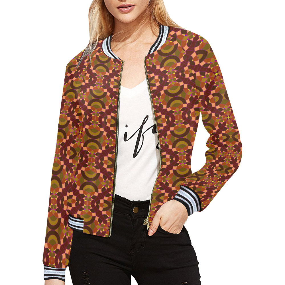 Mountain Colorful Pattern Print Women Casual Bomber Jacket