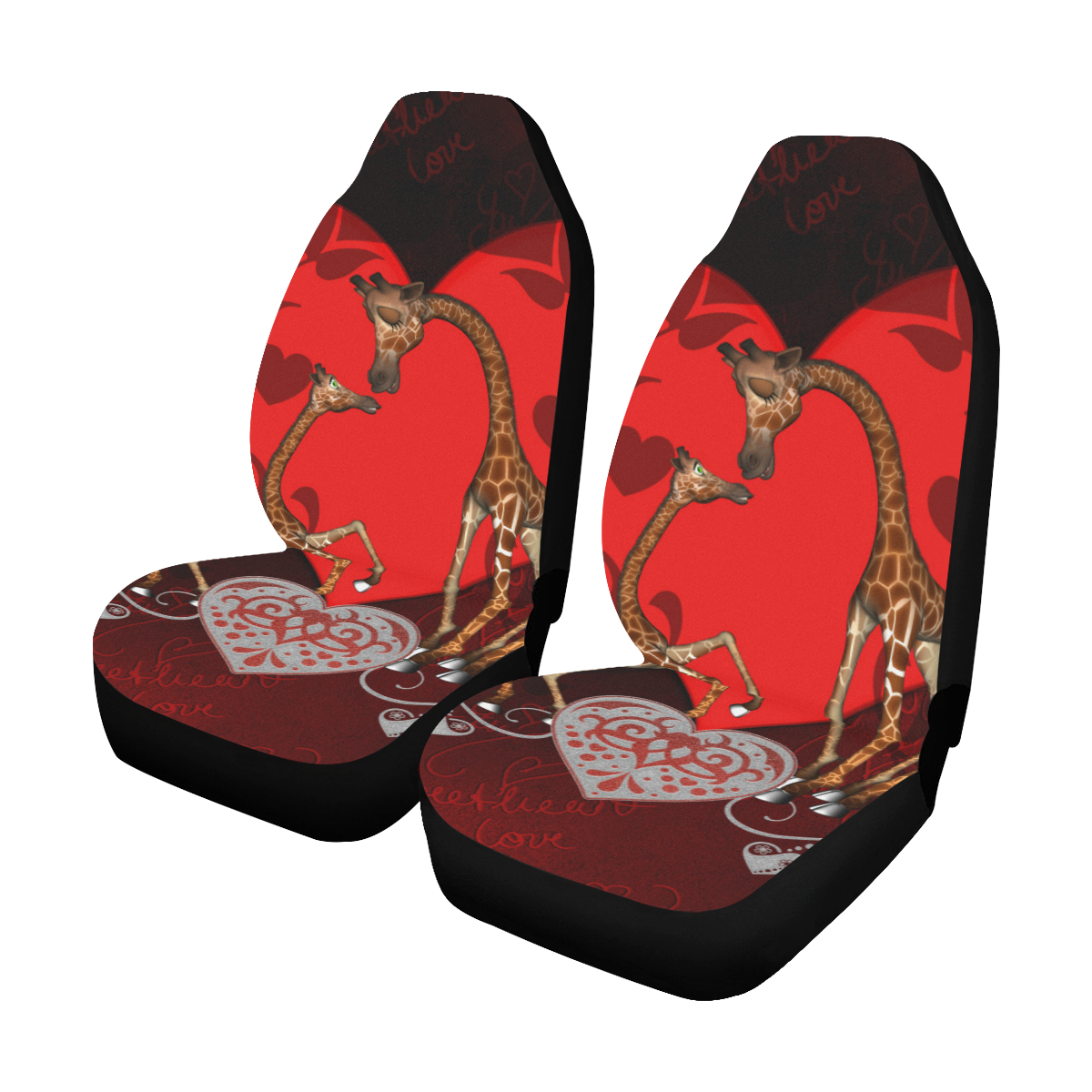 Giraffe mum with baby Car Seat Covers (Set of 2) ID D2990238
