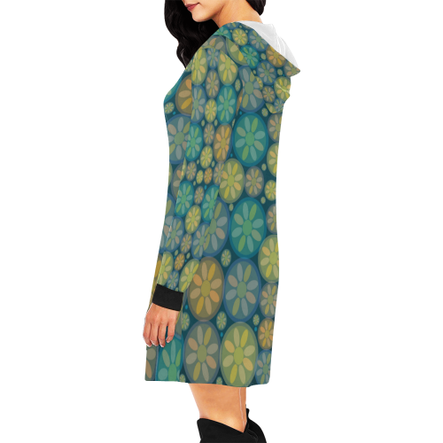 zappwaits flower y1 All Over Print Hoodie Mini Dress (Model H27)