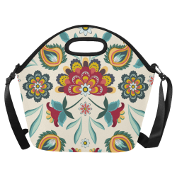 Awesome Batik Floral Neoprene Lunch Bag/Large (Model 1669)