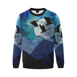 Night In The Mountains Men's Oversized Fleece Crew Sweatshirt/Large Size(Model H18)