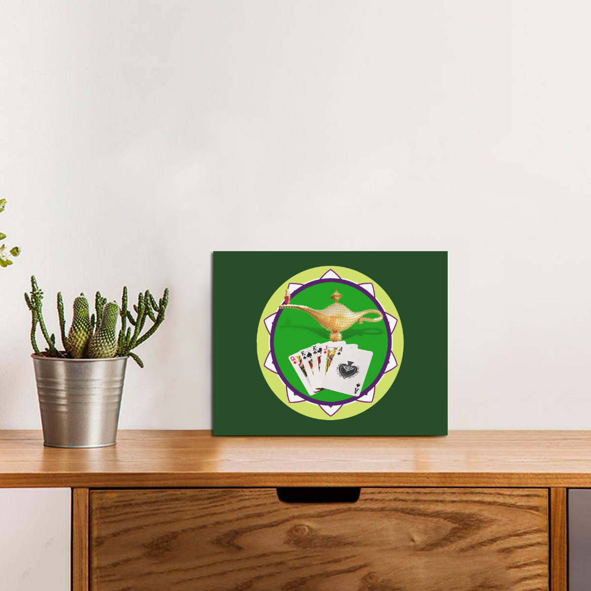 LasVegasIcons Poker Chip Magic Lamp on Green Photo Panel for Tabletop