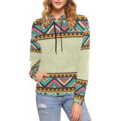 Beautiful Ethnic Tiki Design All Over Print Hoodie for Women (USA Size) (Model H13)