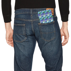 Triangle Pattern - Blue Violet Teal Green Mini Bifold Wallet (Model 1674)