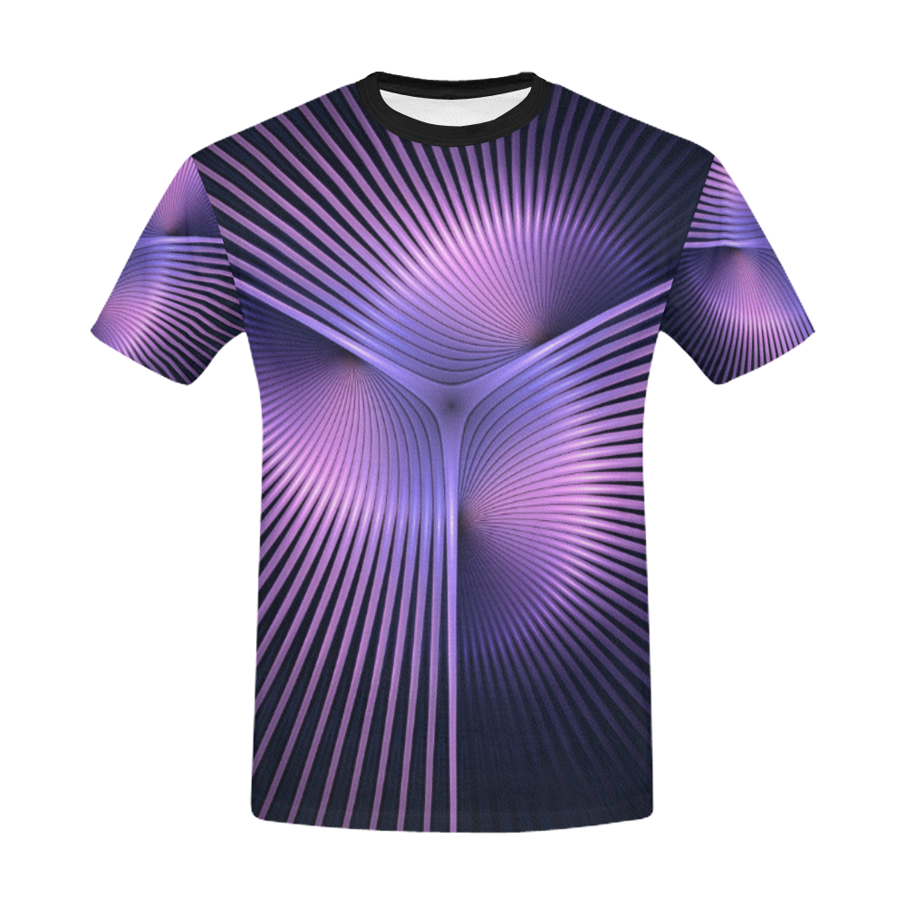 Purple Rays All Over Print T-Shirt for Men/Large Size (USA Size) Model ...