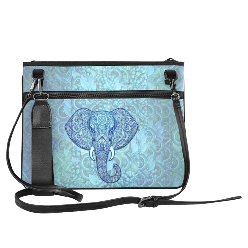 Festival Diwali elephant blue Slim Clutch Bag (Model 1668)