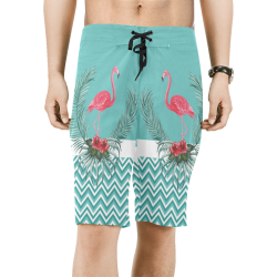 Retro Flamingo Chevron Men's All Over Print Board Shorts (Model L16)