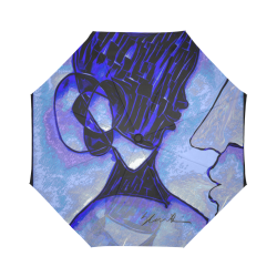 Black and  Blue Face umbrella Auto-Foldable Umbrella (Model U04)