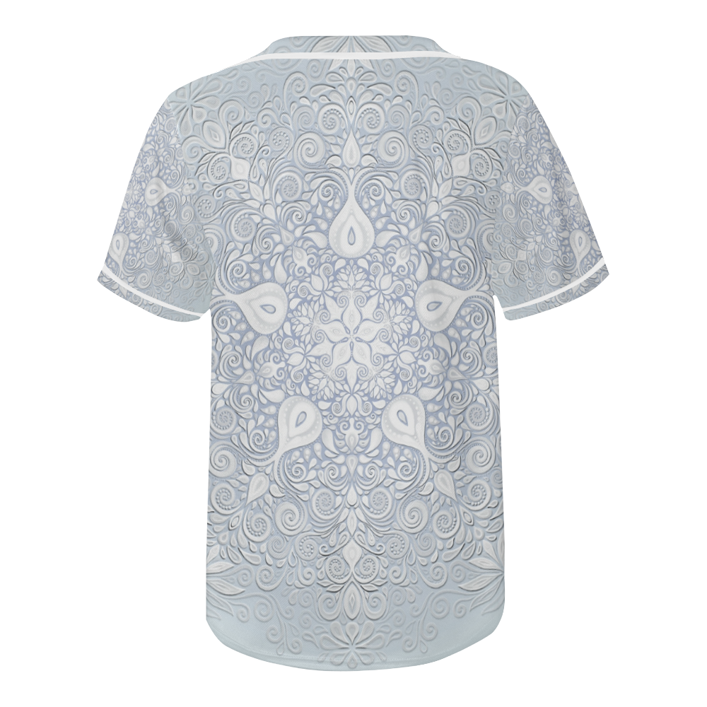 White and Blue Watercolor Mandala Pattern All Over Print Baseball ...