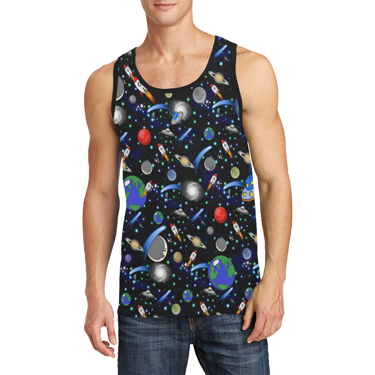 Galaxy Universe - Planets, Stars, Comets, Rockets Men's All Over Print ...