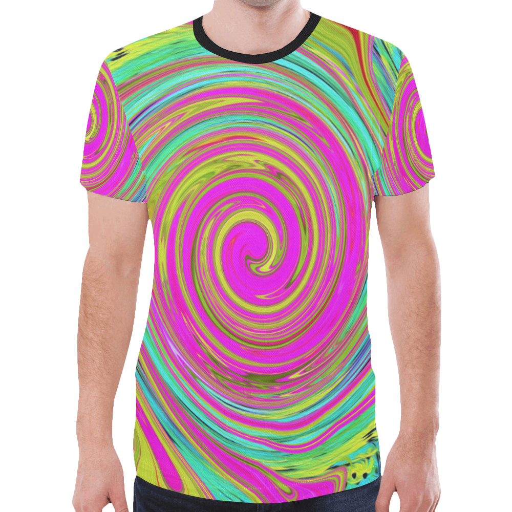 Groovy Abstract Pink Swirl New All Over Print T-shirt for Men (Model ...