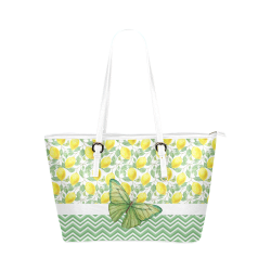 Butterfly And Lemons Leather Tote Bag/Large (Model 1651)