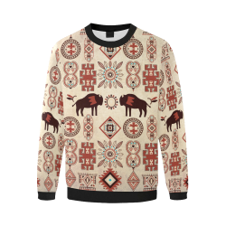 American Native Buffalo Men's Oversized Fleece Crew Sweatshirt (Model H18)