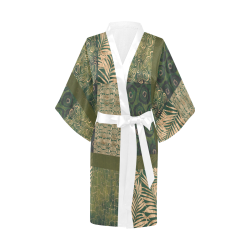Green  Python Jungle Patchwork Kimono Robe