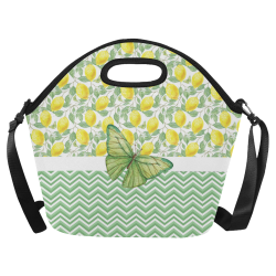 Butterfly And Lemons Neoprene Lunch Bag/Large (Model 1669)