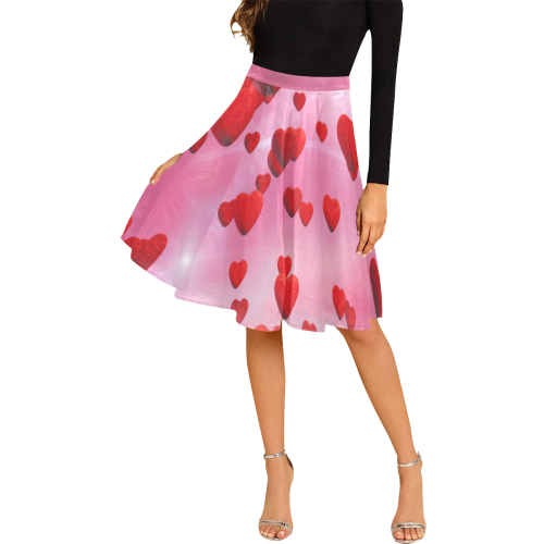 lovely romantic sky heart pattern for valentines day, mothers day, birthday, marriage Melete Pleated Midi Skirt (Model D15)