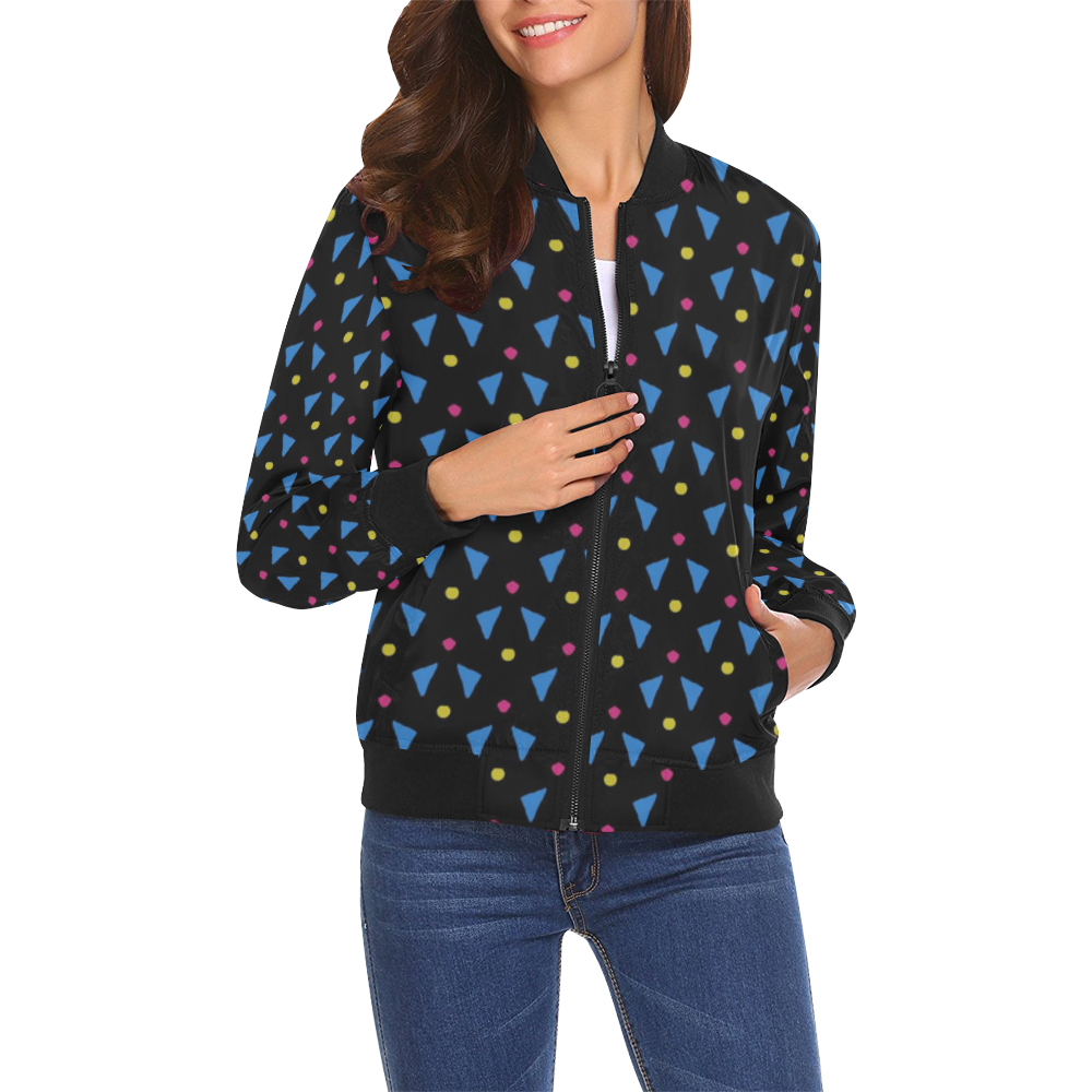 French Fries Cartoon Print Pattern Women Casual Bomber Jacket