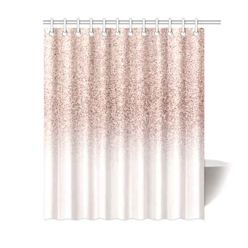 Rose Gold Faux Glitter Pink Ombre, Rose Gold Shower Curtains