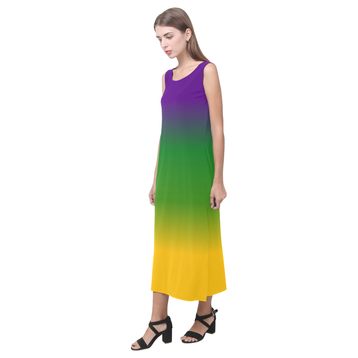 Mardi Gras Gradient 3597 Phaedra Sleeveless Open Fork Long Dress (Model ...
