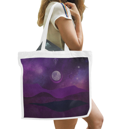 Purple Moon Night Canvas Tote Bag/Large (Model 1702)