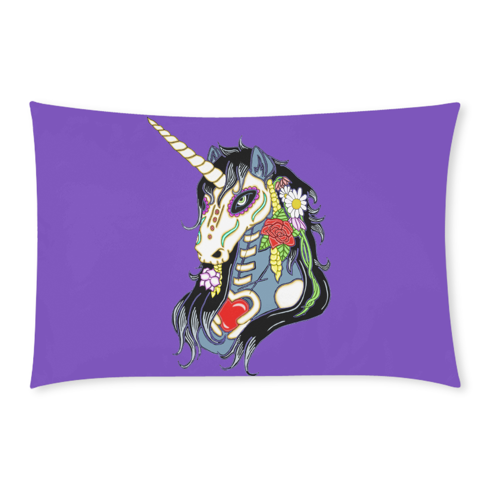 Spring Flower Unicorn Skull Purple 3Piece Bedding Set ID D2777498