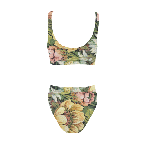 grandma's comfy floral abstract couch pattern Sport Top & High-Waisted Bikini Swimsuit (Model S07)