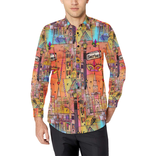 New Orleans by Nico Bielow Men's All Over Print Casual Dress Shirt (Model T61)