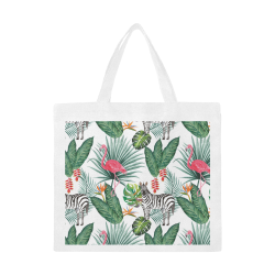 Awesome Flamingo And Zebra Canvas Tote Bag/Large (Model 1702)