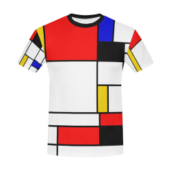 Bauhouse Composition Mondrian Style All Over Print T-Shirt for Men/Large Size (USA Size) Model T40)