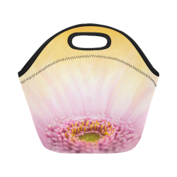Gerbera Daisy - Pink Flower on Watercolor Yellow Neoprene Lunch Bag/Small (Model 1669)