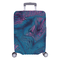 midnight dragon reptile scales pattern in dark blue and purple Luggage Cover/Large 26"-28"