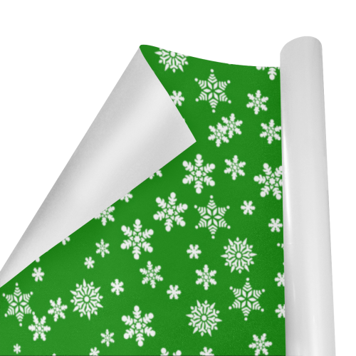 Christmas White Snowflakes on Green Gift Wrapping Paper 58"x 23" (5 Rolls)