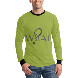 What? Yellow-Green Men's All Over Print Long Sleeve T-shirt (Model T51)