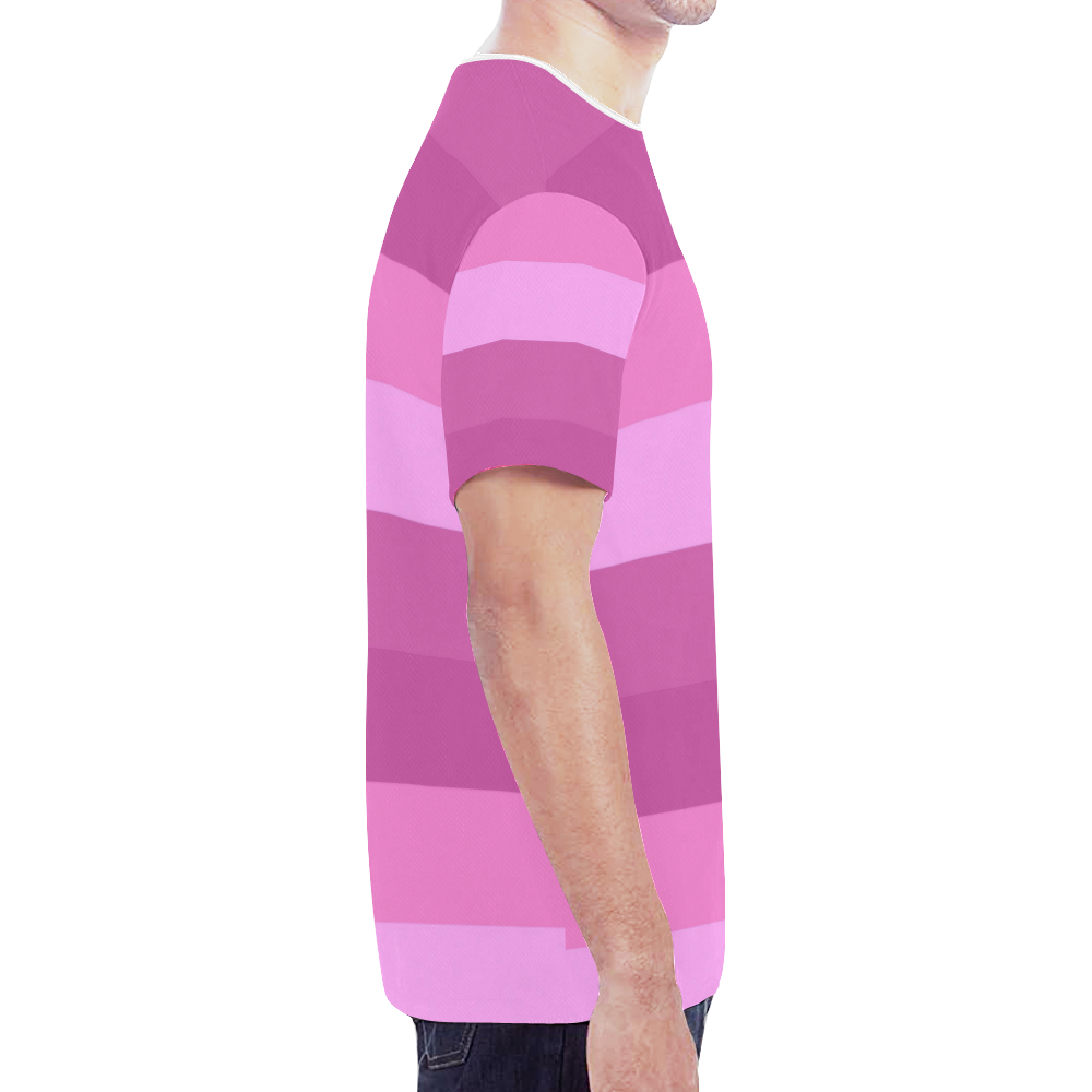 Shades Of Pink Stripes New All Over Print T-shirt for Men (Model T45 ...