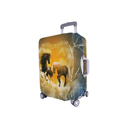 Horses with heart made of water Luggage Cover/Small 18"-21"