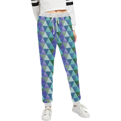 Triangle Pattern - Blue Violet Teal Green Unisex All Over Print Sweatpants (Model L11)